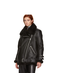 Acne Studios Black Leather And Shearling Velocite Jacket