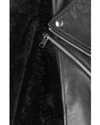 Alexander McQueen Cropped Leather Jacket With Shearling
