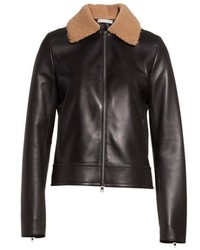 Vince Leather Jacket With Genuine Shearling Trim