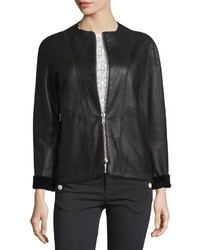 Isabel Marant Reversible Shearling Lined Leather Jacket Black