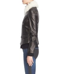 Belstaff Roxie Leather Jacket With Removable Genuine Shearling Collar