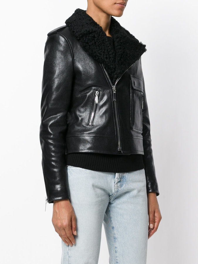Saint Laurent Shearling Trim Leather Jacket, $5,490 | farfetch.com ...