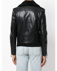 Saint Laurent Shearling Trim Leather Jacket