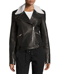A.L.C. Tyrel Leather Moto Jacket W Shearling