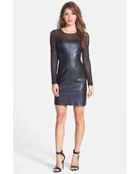Bailey 44 B44 Dressed By Mesh Inset Faux Leather Knit Sheath Dress