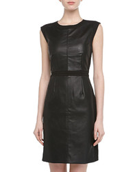 Romeo & Juliet Couture Faux Leather Paneled Twill Dress Black
