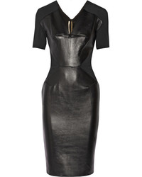 Roland Mouret Nabis Paneled Leather And Crepe Dress