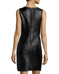 Max Studio Ribbed Faux Leather Sheath Dress Black