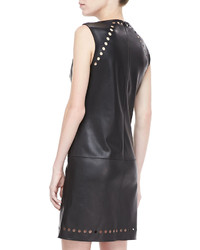 Escada Dot Cutout Leather Dress Black