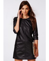 Missguided Bree Faux Leather Shift Dress Black