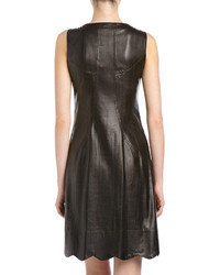 Muse Perforated Faux Leather Dress Black