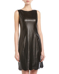 Muse Perforated Faux Leather Dress Black