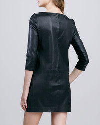 Vince Relaxed 34 Sleeve Leather Minidress
