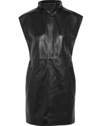 Topshop Unique Romilly Turtleneck Leather Mini Dress Black