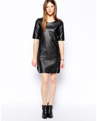 leather look shift dress