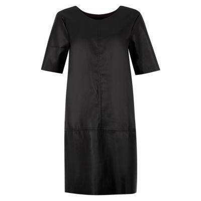 Vila New Look Black Leather Look Tunic Dress, $45 | New Look | Lookastic
