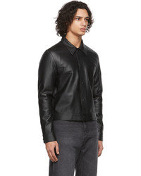 AMI Alexandre Mattiussi Black Ami De Cur Leather Jacket