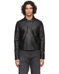 AMI Alexandre Mattiussi Black Ami De Cur Leather Jacket