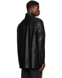 We11done Black Button Up Leather Jacket
