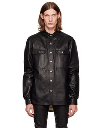 Rick Owens Black Button Up Leather Jacket