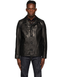 Schott Black Car Coat Leather Jacket
