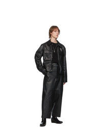Lemaire Black Leather Large Collar Jacket