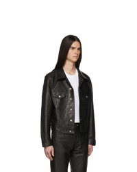 Helmut Lang Black Leather Masc Trucker Jacket