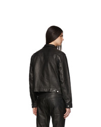 Helmut Lang Black Leather Masc Trucker Jacket