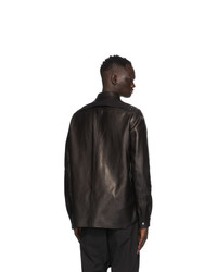 Rick Owens Black Leather Outer Shirt Jacket