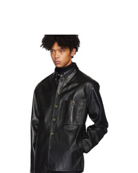 Lemaire Black Leather Shirt Jacket, $1,464 | SSENSE | Lookastic