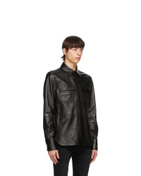 Amiri Black Leather Shirt Jacket