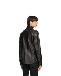 Amiri Black Leather Shirt Jacket