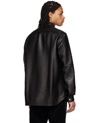 Rick Owens Black Outershirt Leather Jacket