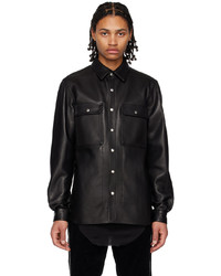 Rick Owens Black Outershirt Leather Jacket