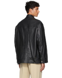 Solid Homme Black Outshirts Leather Jacket