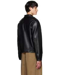 System Black Pocket Faux Leather Jacket