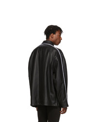 Balenciaga Black Y Leather Snapped Jacket