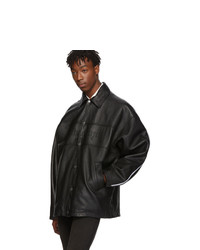 Balenciaga Black Y Leather Snapped Jacket
