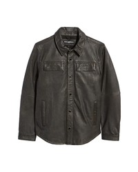 KARL LAGERFELD PARIS Distressed Leather Shirt Jacket