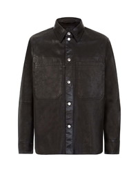 Diesel L Brown Leather Shirt Jacket