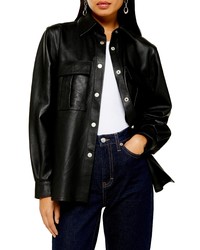 Topshop Leather Shirt Jacket