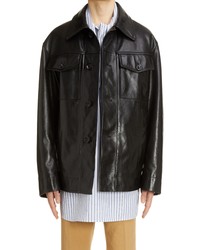 Dries Van Noten Lendal Oversize Leather Shirt Jacket