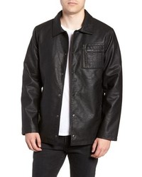 Members Only Logo Embossed Faux Leather Jacket