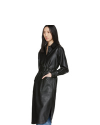 Tibi Black Faux Leather Shirt Dress