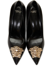 Versace Black Leather Medusa Heels