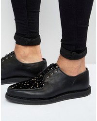 Asos Brothel Shoes In Black Leather With Gold Speckle Effect