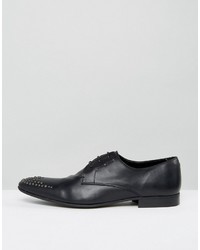 Asos Lace Up Shoes In Black Leather With Stud Detail