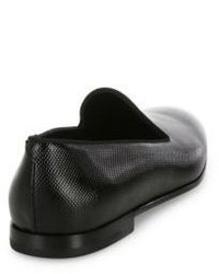 Giorgio Armani Textured Patent Leather Slip On Dress Shoes