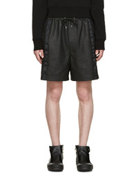 McQ Alexander Ueen Black Leather Mix Shorts