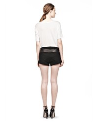 Alexander Wang Cotton Canvas With Leather Shorts